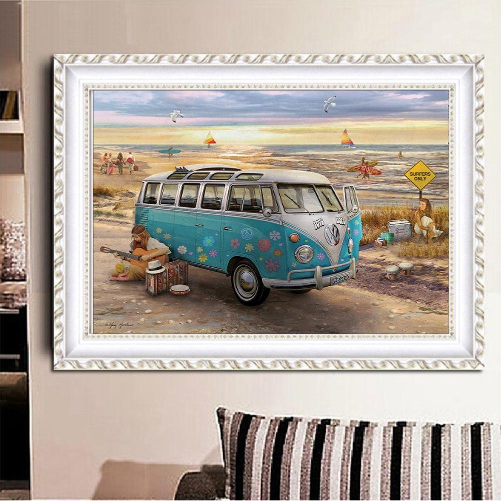 Diamond Painting - Full Round - Blue Bus