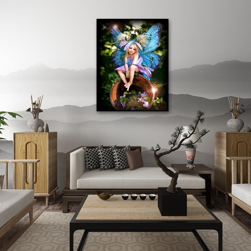 Pintura Diamante - Rodada Completa - Fada Menina C