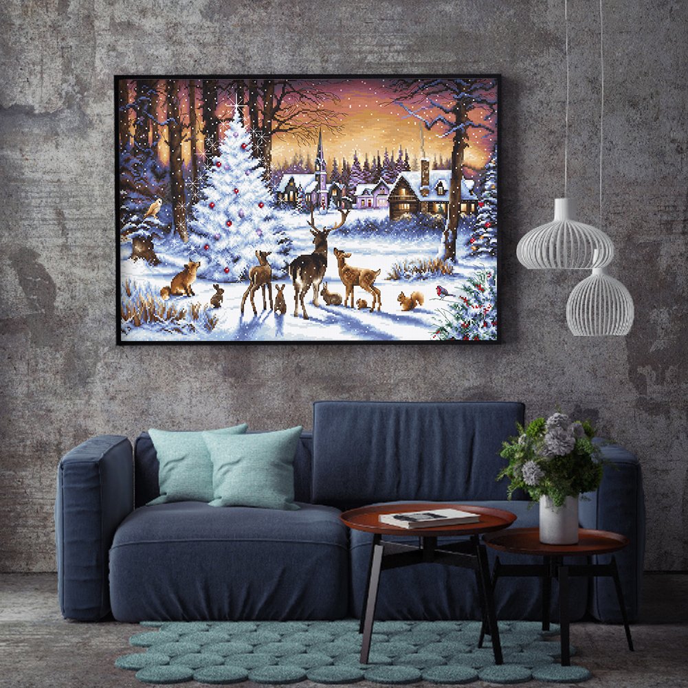 11ct Stamped Cross Stitch Animals in Winter (50*40cm)