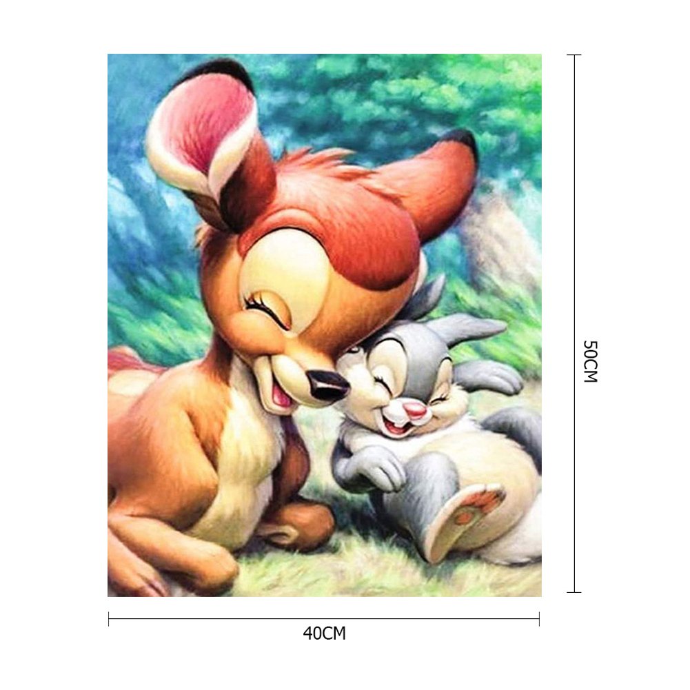 11ct Estampado Ponto Cruz - Veado e Coelho (40*50cm)
