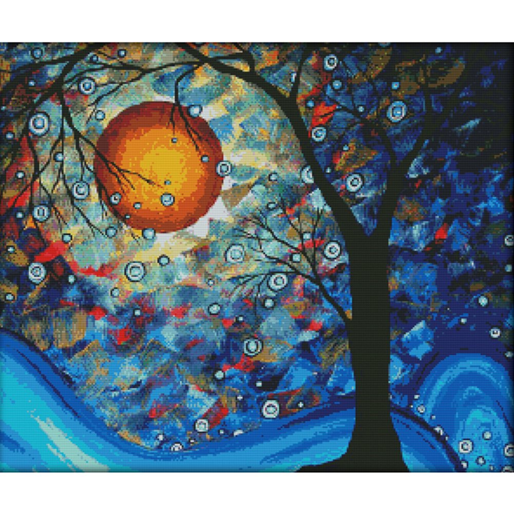 14ct Stamped Cross Stitch Night Moon Tree (62*53cm)