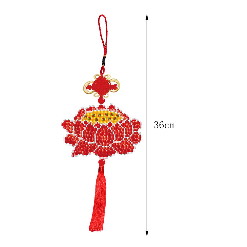 Stamped Beads Cross Stitch Keychain Lotus