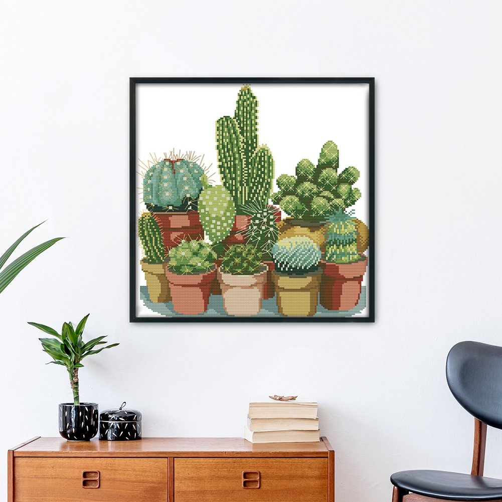 14ct Estampado Ponto Cruz - Cactus (34*35cm)