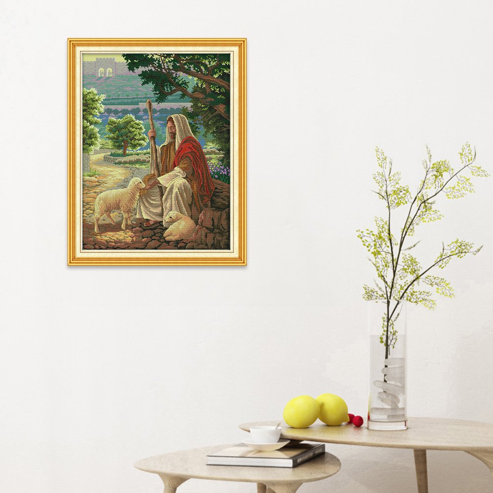 Ponto cruz estampado 14ct - Jesus Shepherd (48*61cm)
