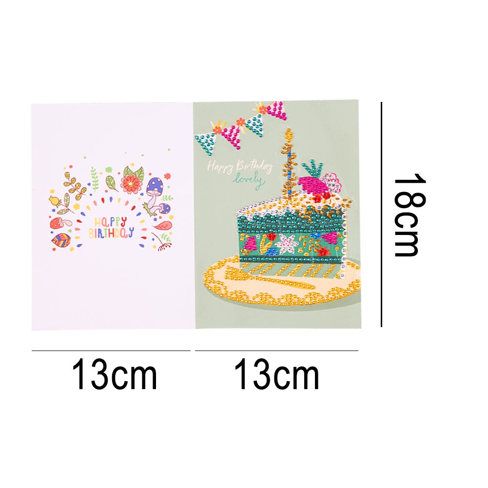 DIY 5D Diamond Painting Happy Birthday Postcard-Cake