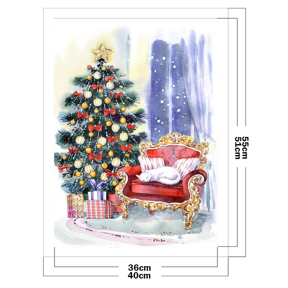 Ponto Cruz Estampado 11ct - Árvore de Natal (40*55cm) A