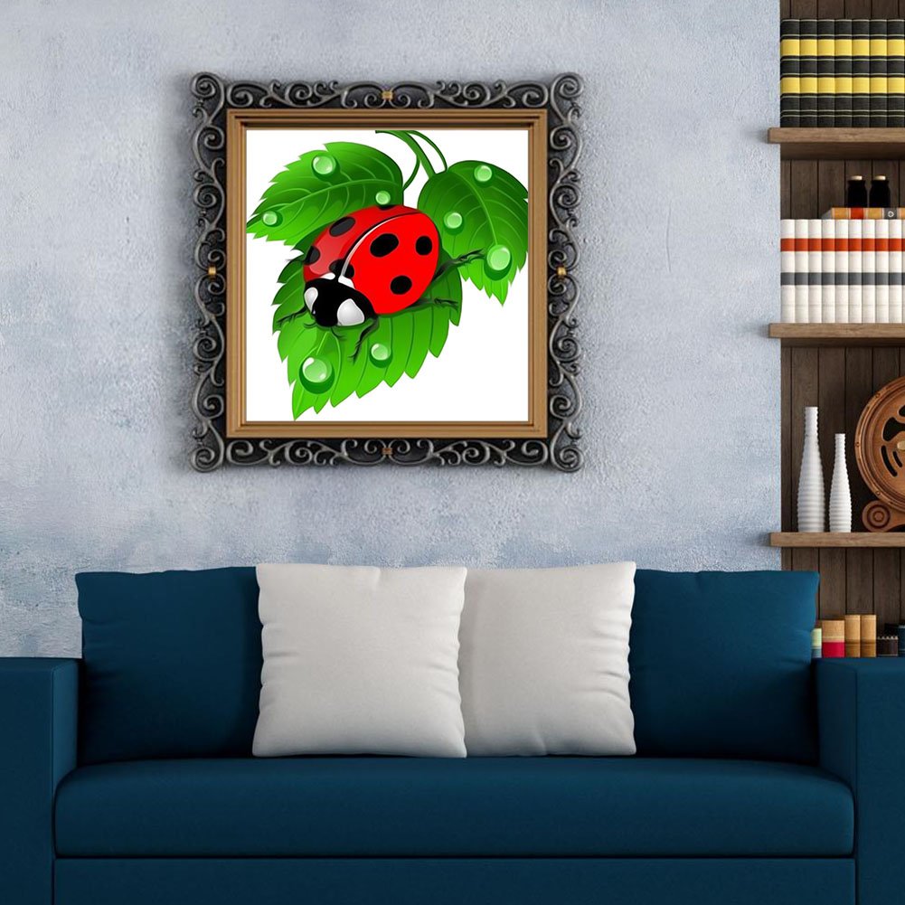 5D DIY Diamond Painting Kit - Full Round - Leaf Ladybug
