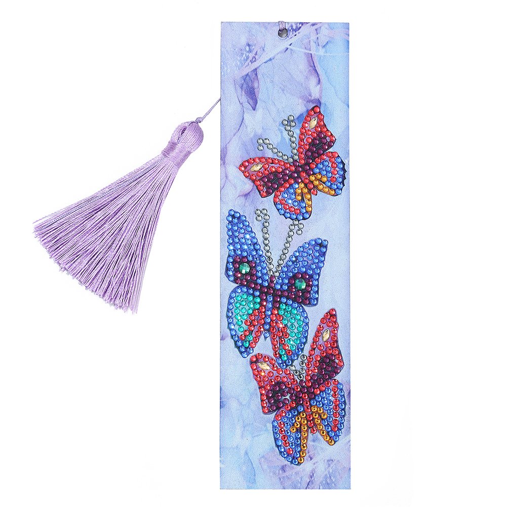 DIY Butterfly Special Shaped Diamond Painting Leather Bookmark
