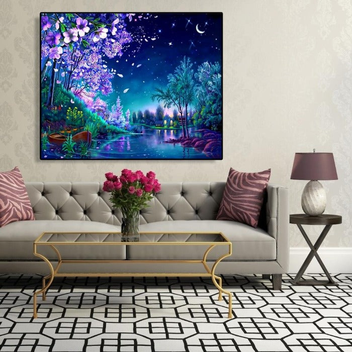 Night Scene Hand Painted Canvas Oil Art Picture Craft Home Wall