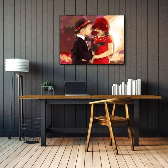 Painting By Numbers Kit DIY Flower Children Hand Painted Canvas Oil Art Picture Craft Home Wall