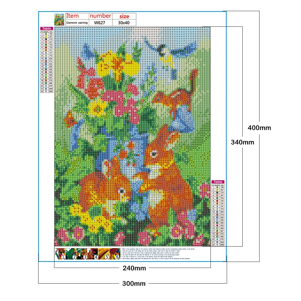 Diamond Painting - Full Round - Flower and Rabbit