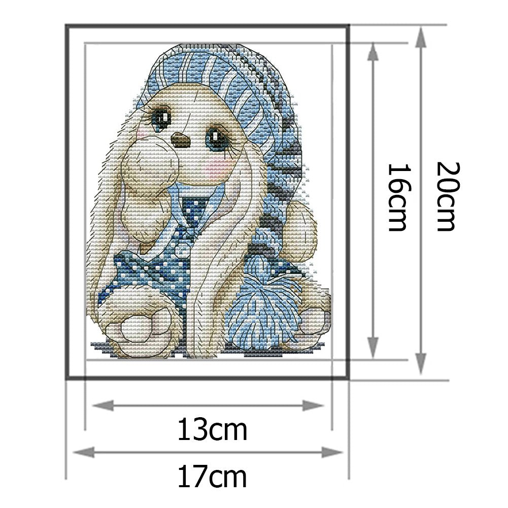 Ponto cruz estampado 14ct - Mini coelho (20*17cm)