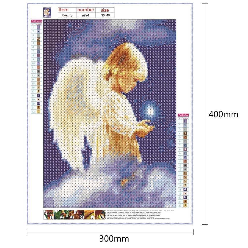 Kit de pintura de diamante DIY 5D - Redondo completo - Anjo