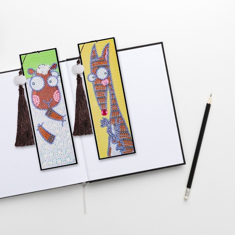 2pcs DIY Diamond Painting Bookmark with Tassel Animal