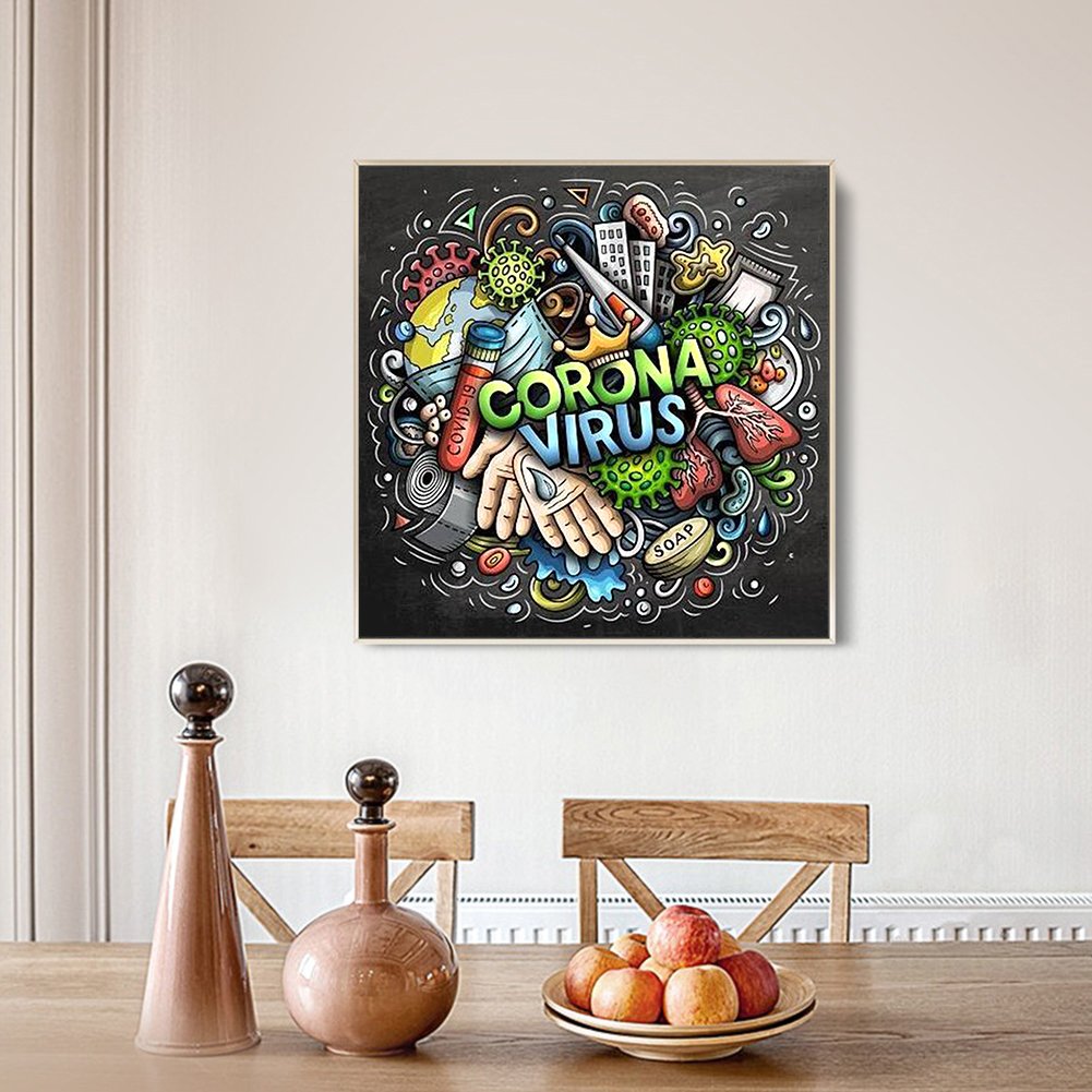 Ponto Cruz Estampado 11ct - Combate ao Coronavírus (40*40cm)