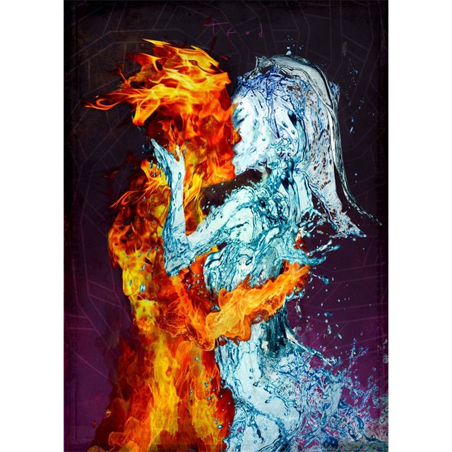 5D Diamond Painting Art Fire & Ice Couple Kiss