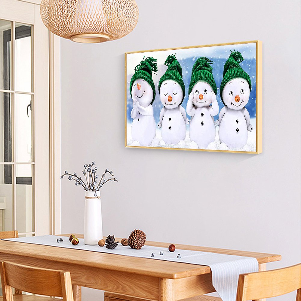 Pintura Diamante - Redondo Completo - Boneco de Neve (30*50cm)