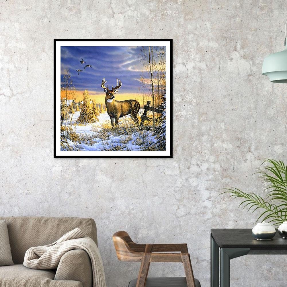 Diamond Painting - Full Round - Snow Deer A