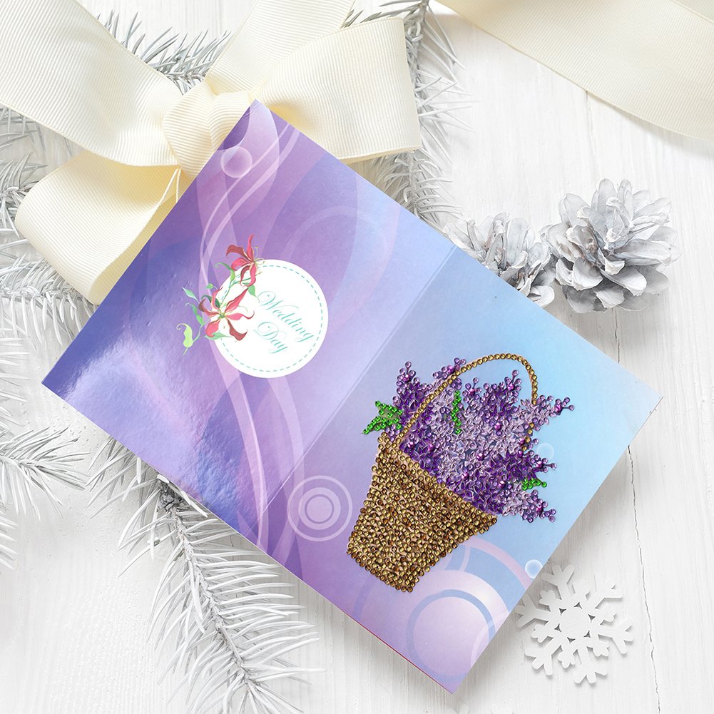 DIY Diamond Painting Greeting Card - Purple Flower