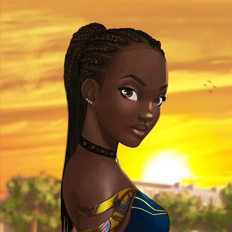 Round Beads Art Big Eyes African Woman