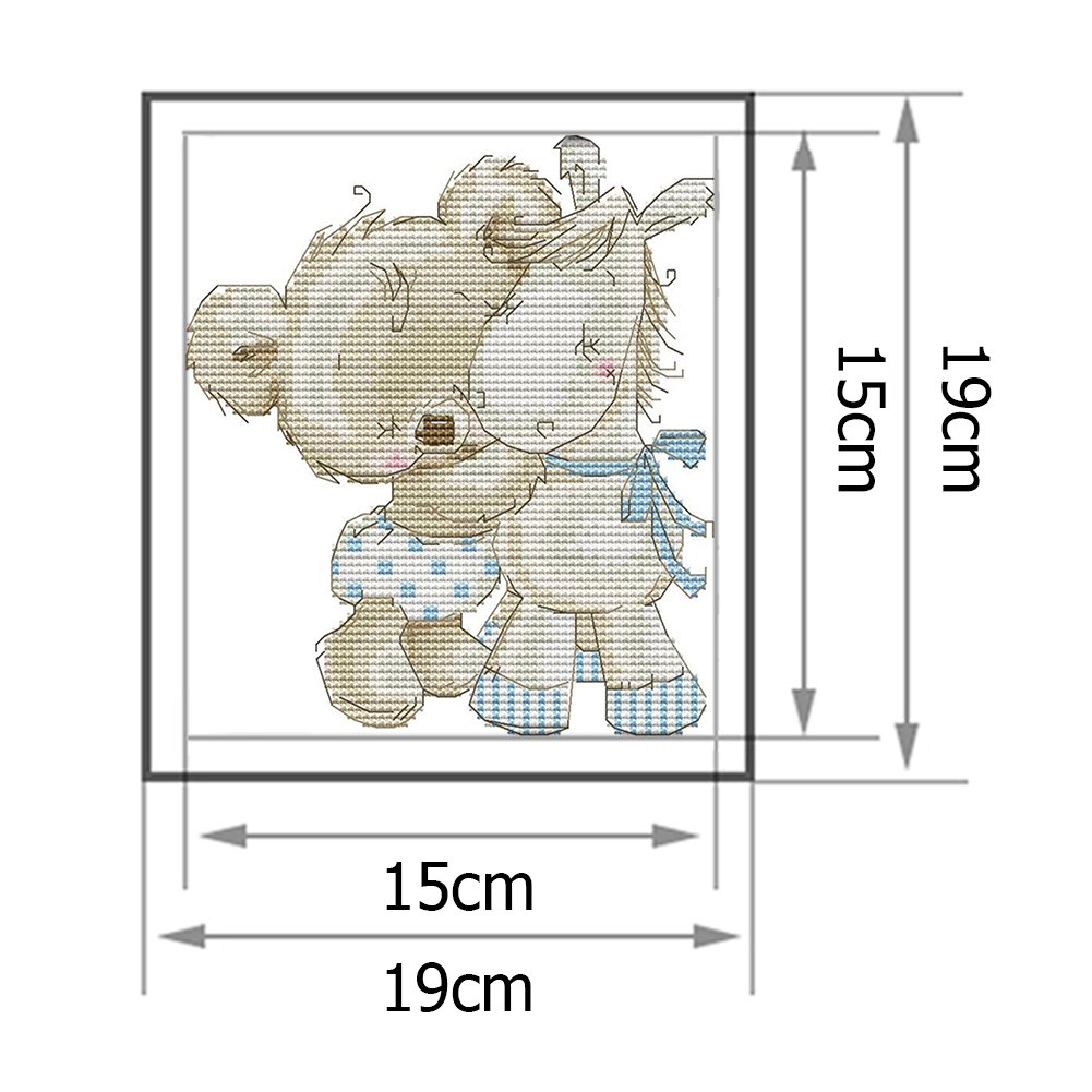 14 quilates de ponto de cruz estampado - burro de urso (19*19 cm)
