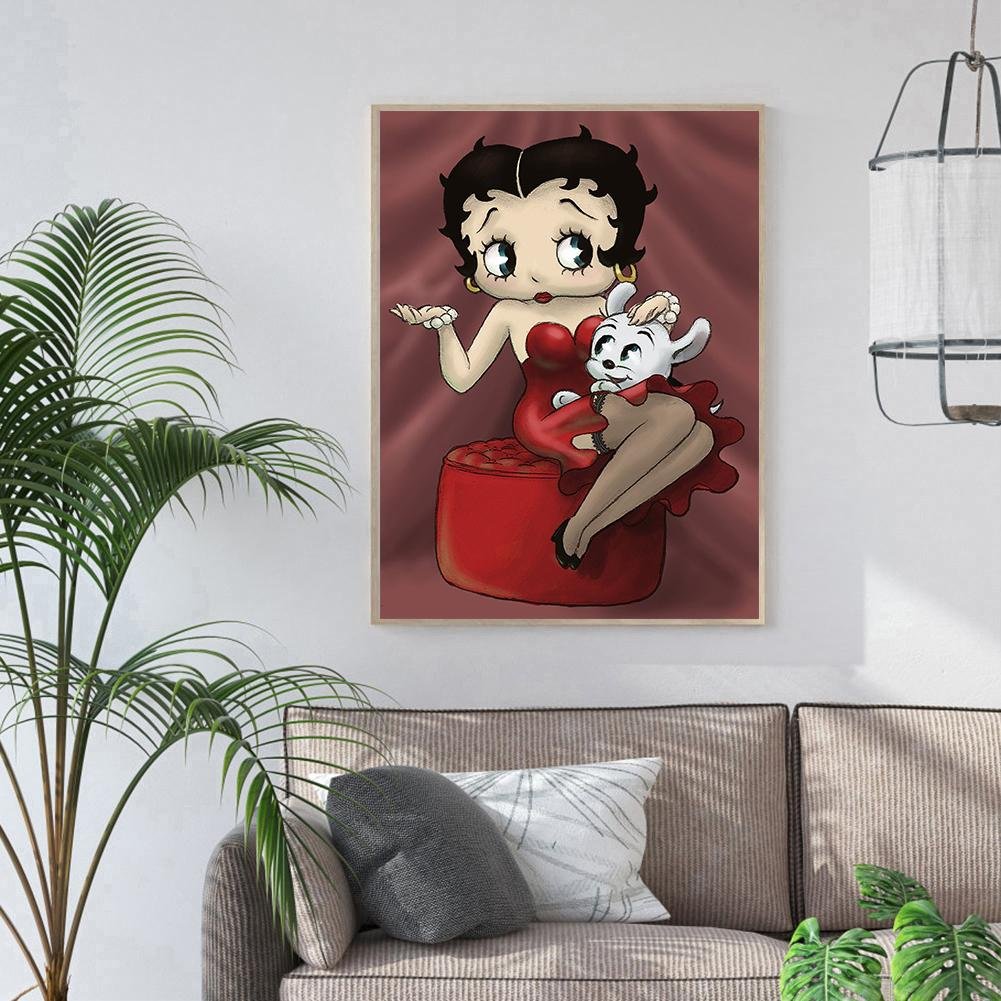 5D DIY Diamond Painting Kit - Full Round - Betty Boop With Bunny