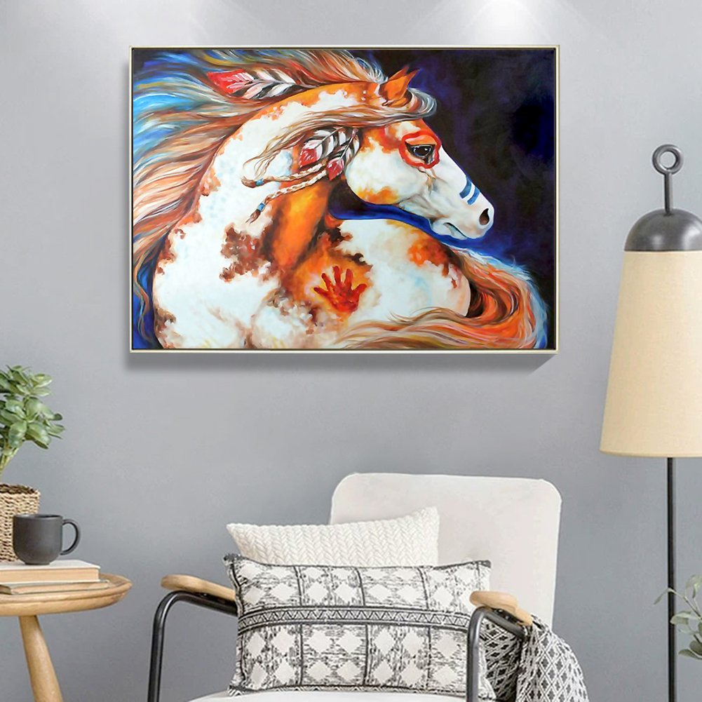 Diamond Painting - Full Round -Colorful War Horse