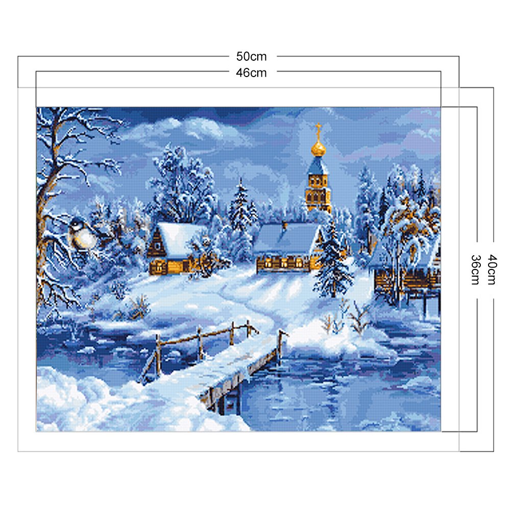 Ponto cruz estampado 11 ct - neve de inverno (40*50 cm)