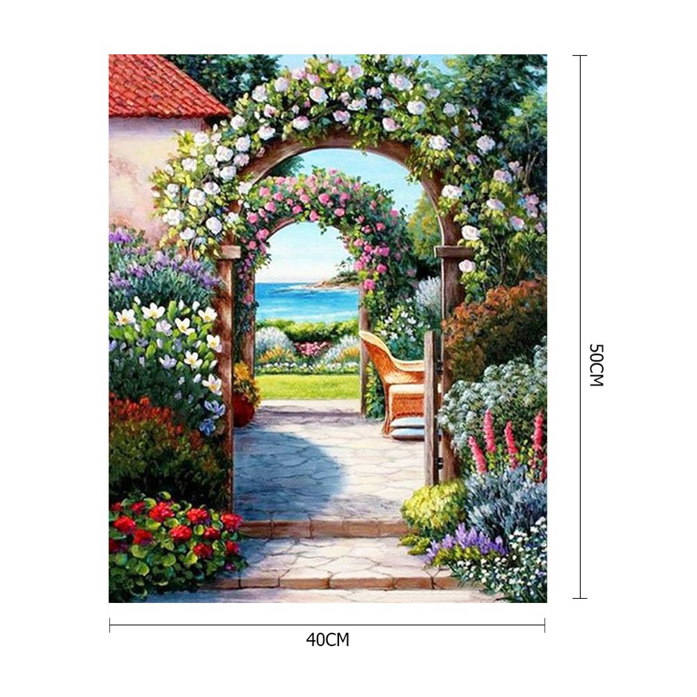 Ponto cruz estampado 11ct - porta do jardim (40*50cm)