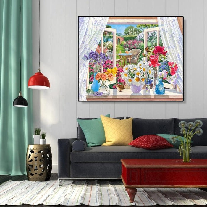 DIY Flowers Vase Hand Painted Canvas Oil Art Picture Craft Home Wall Decor