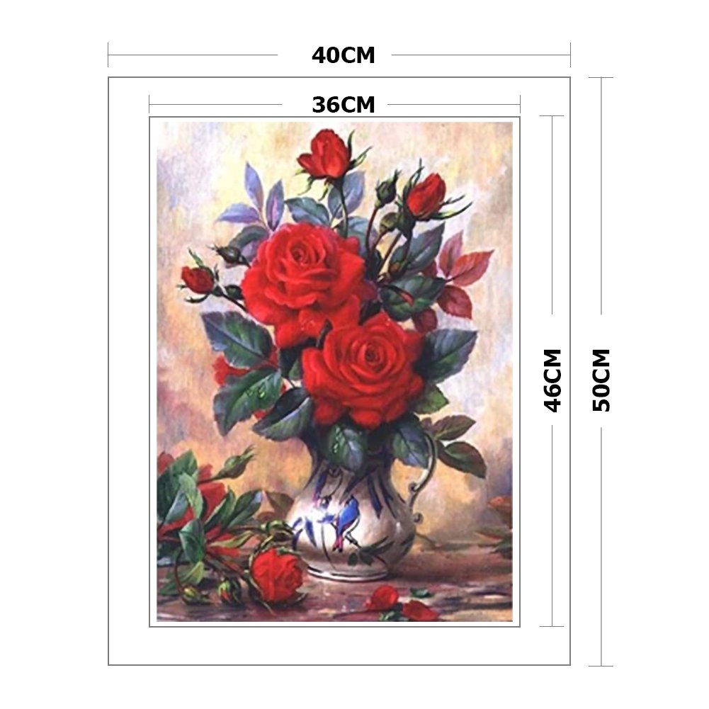 11ct Stamped Cross Stitch - Red Flower(40*50cm)