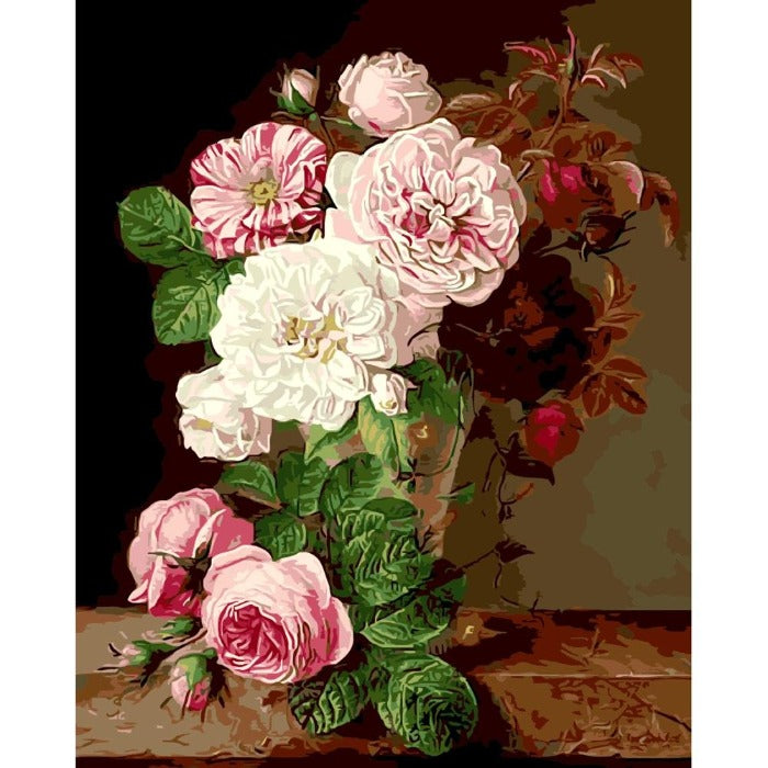 DIY Color Flowers Hand Painted Canvas Oil Art Picture Craft Home Wall
