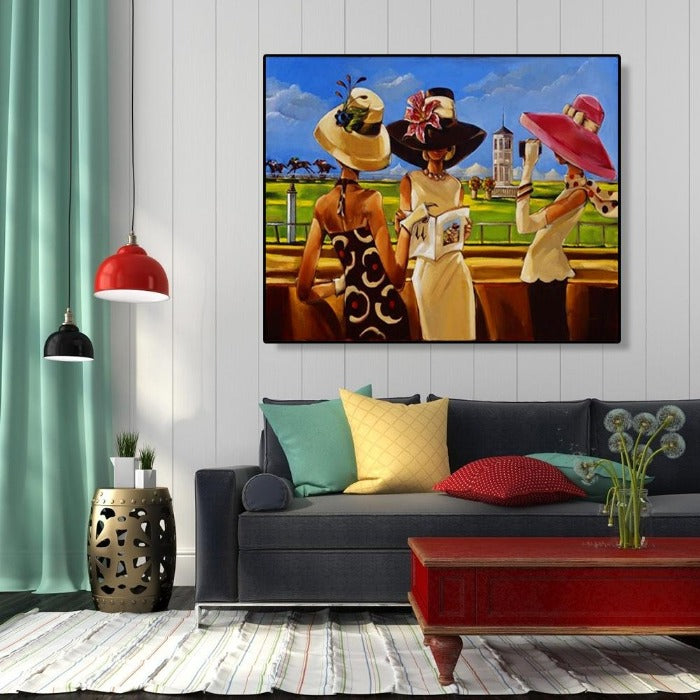 Gossip Women Hand Painted Canvas Oil Art Picture Craft Home Wall Decor
