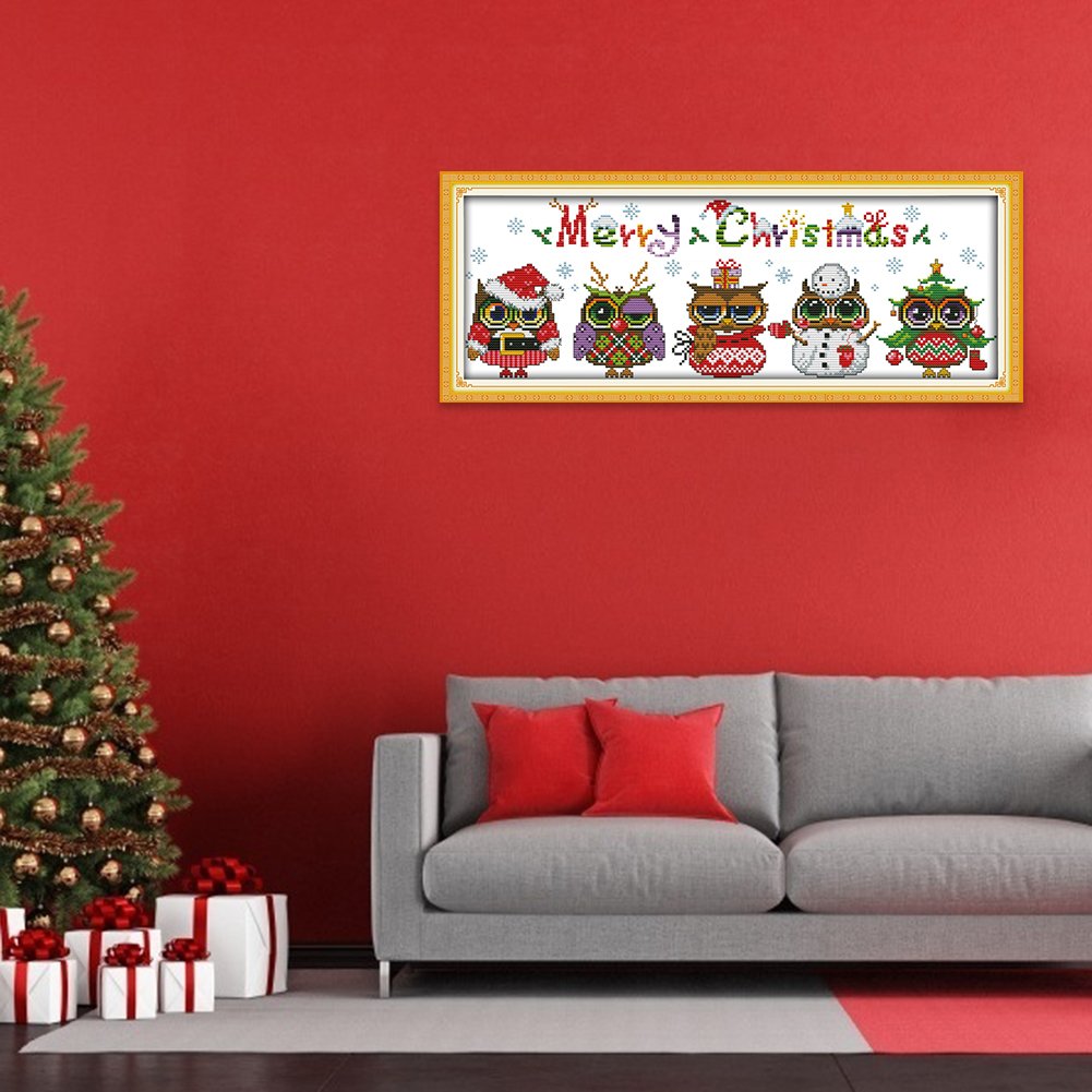 Ponto cruz estampado 14ct - Feliz Natal (48*18cm)