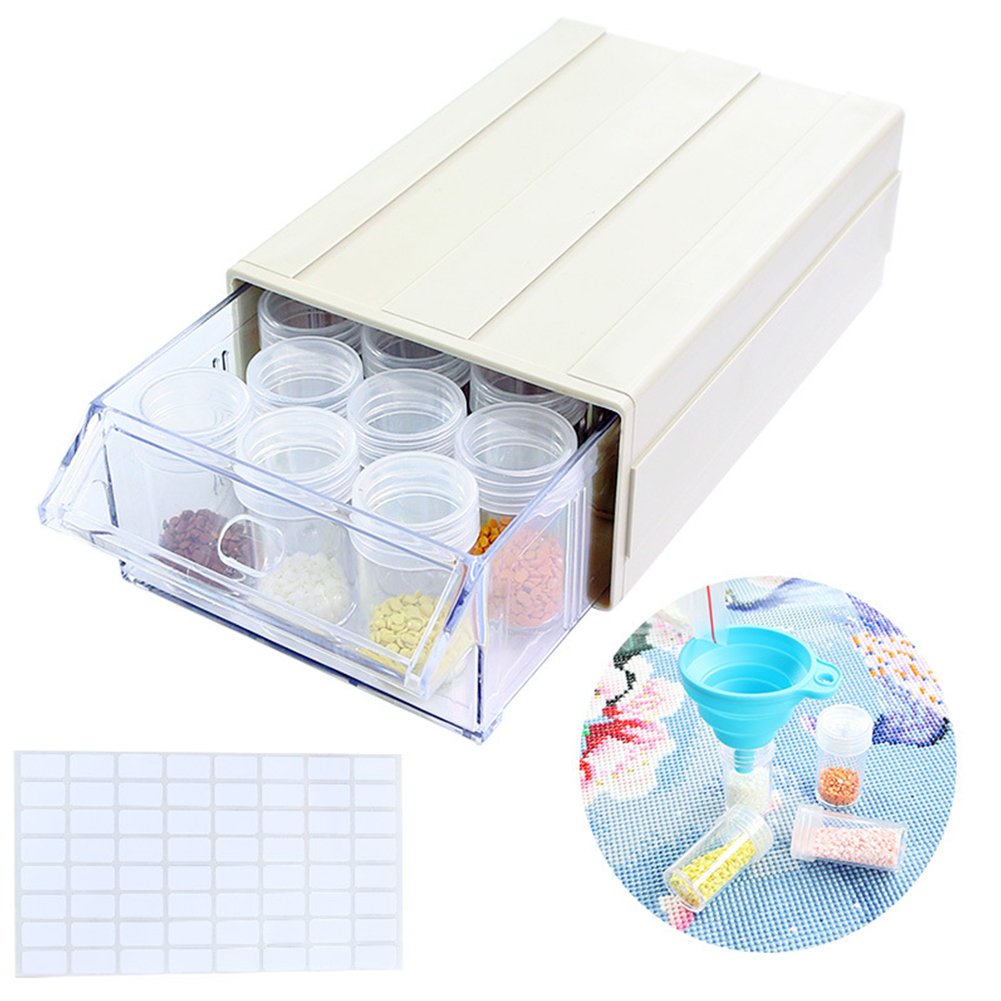 Drawer Drill Painting Storage Box Set Round Bottle (22pcs Beige Single)