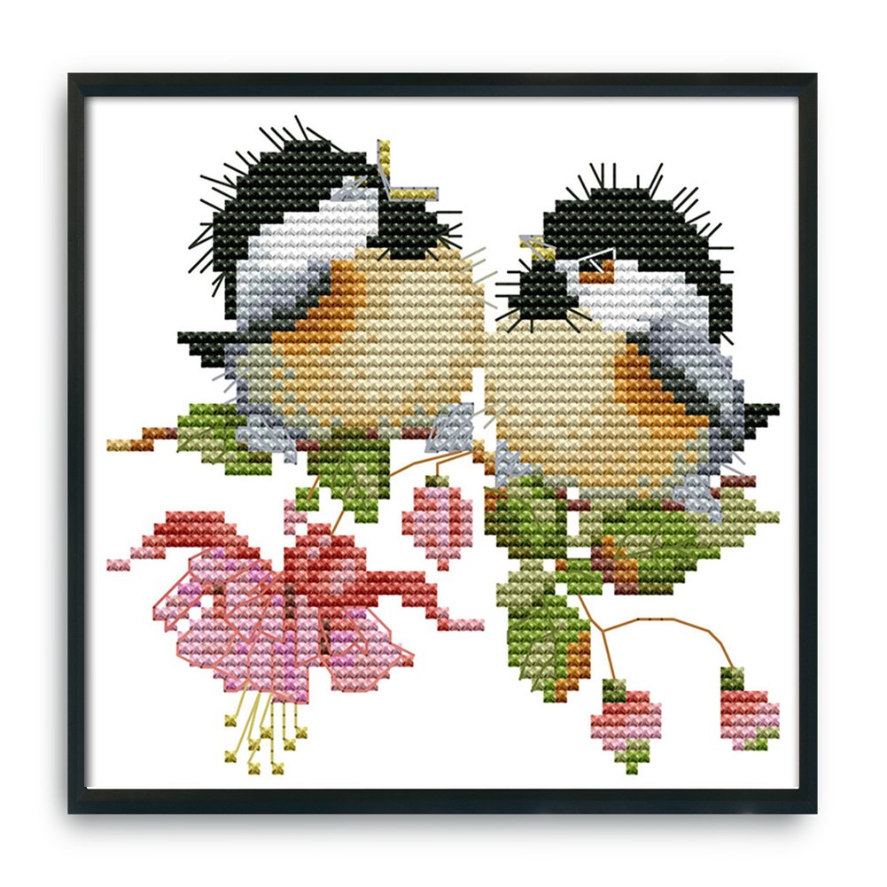 14ct Stamped Cross Stitch Flower Bird (16*15cm)