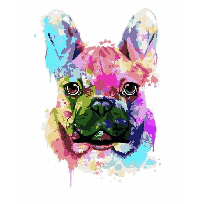 Painting By Numbers Kit DIY Colorful Dog Hand Painted Canvas Oil Art Picture