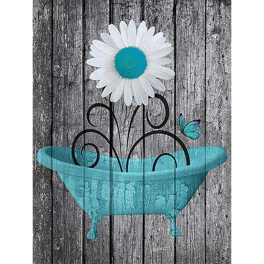 5D Diy Diamond Painting Kit Full Round Beads Bathtub Daisy