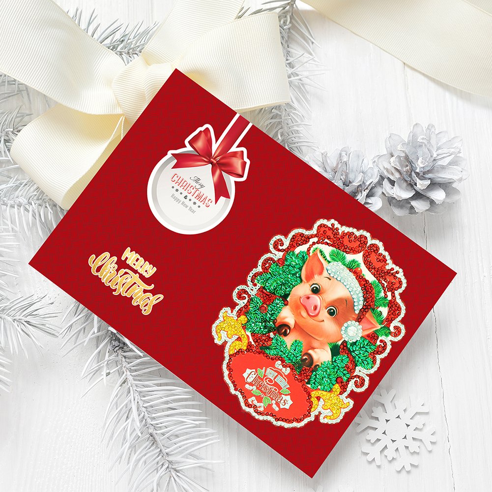 DIY Diamond Painting Greeting Card - Pig