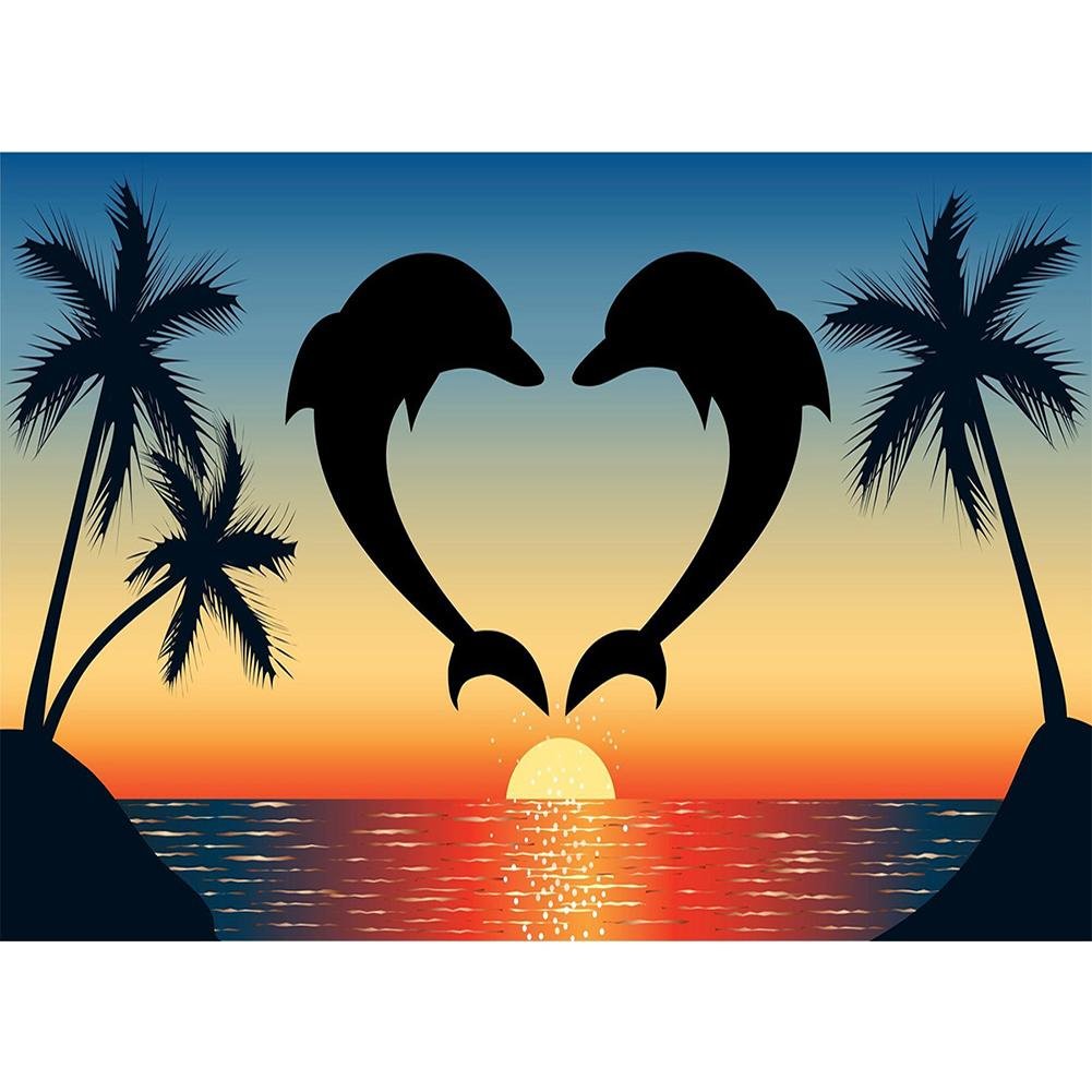 5D Diy Diamond Painting Kit Full Round Beads Dolphin Love