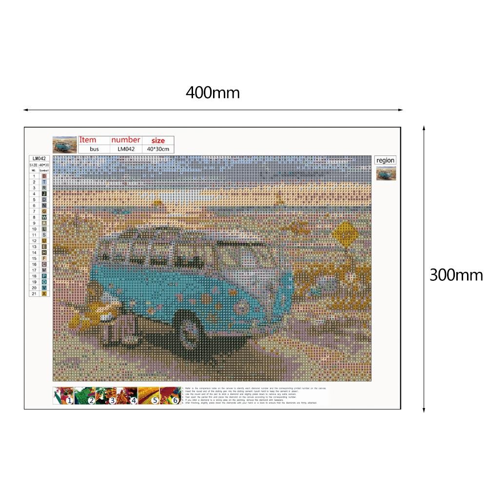 Diamond Painting - Full Round - Blue Bus