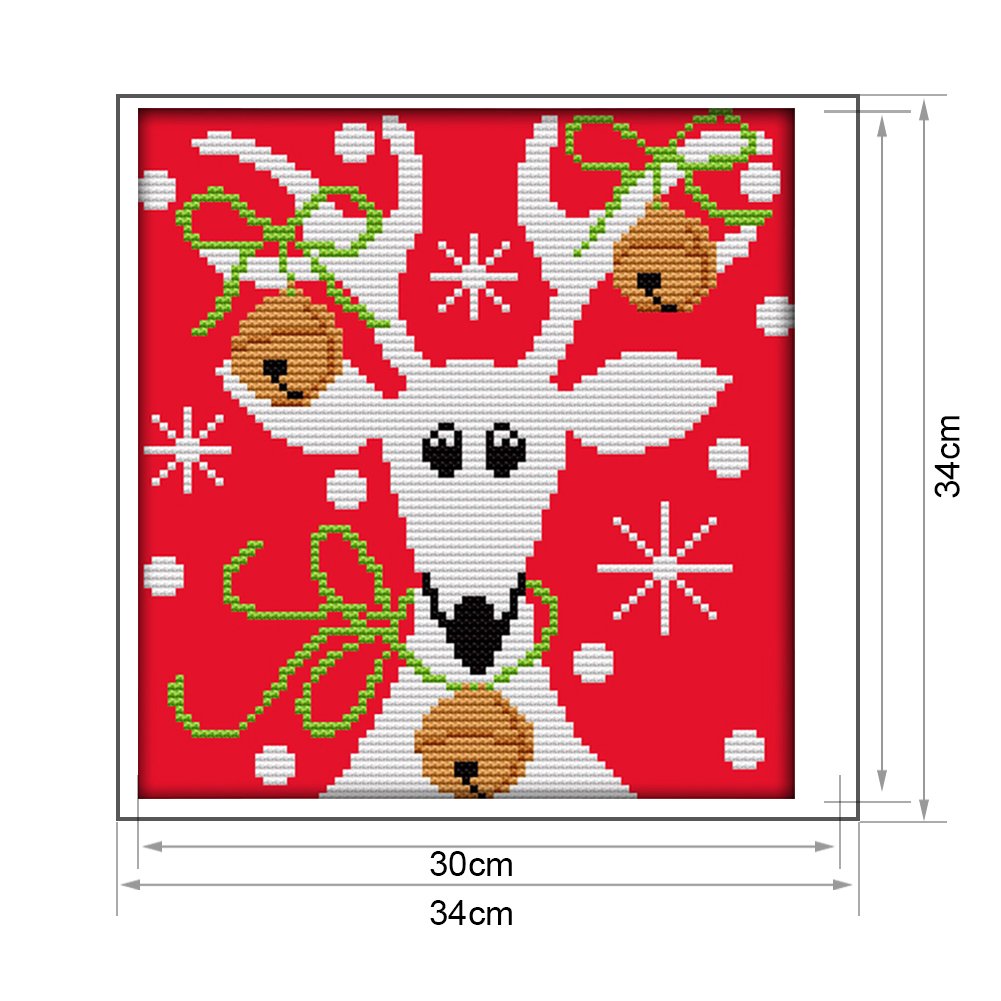 14 quilates de ponto de cruz estampado - alces (34 x 34 cm)