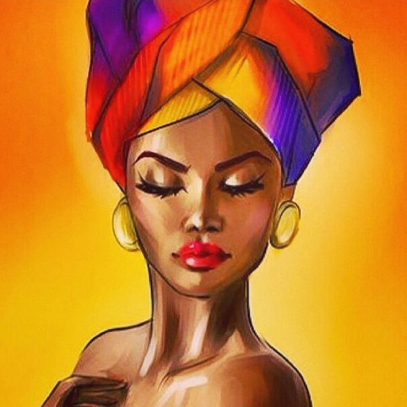 African Woman Full Round Diamond Painting Kits