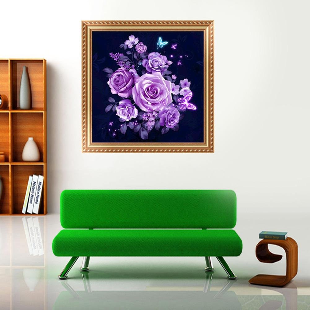 Pintura Diamante - Redondo Parcial - Rosa Roxa 4