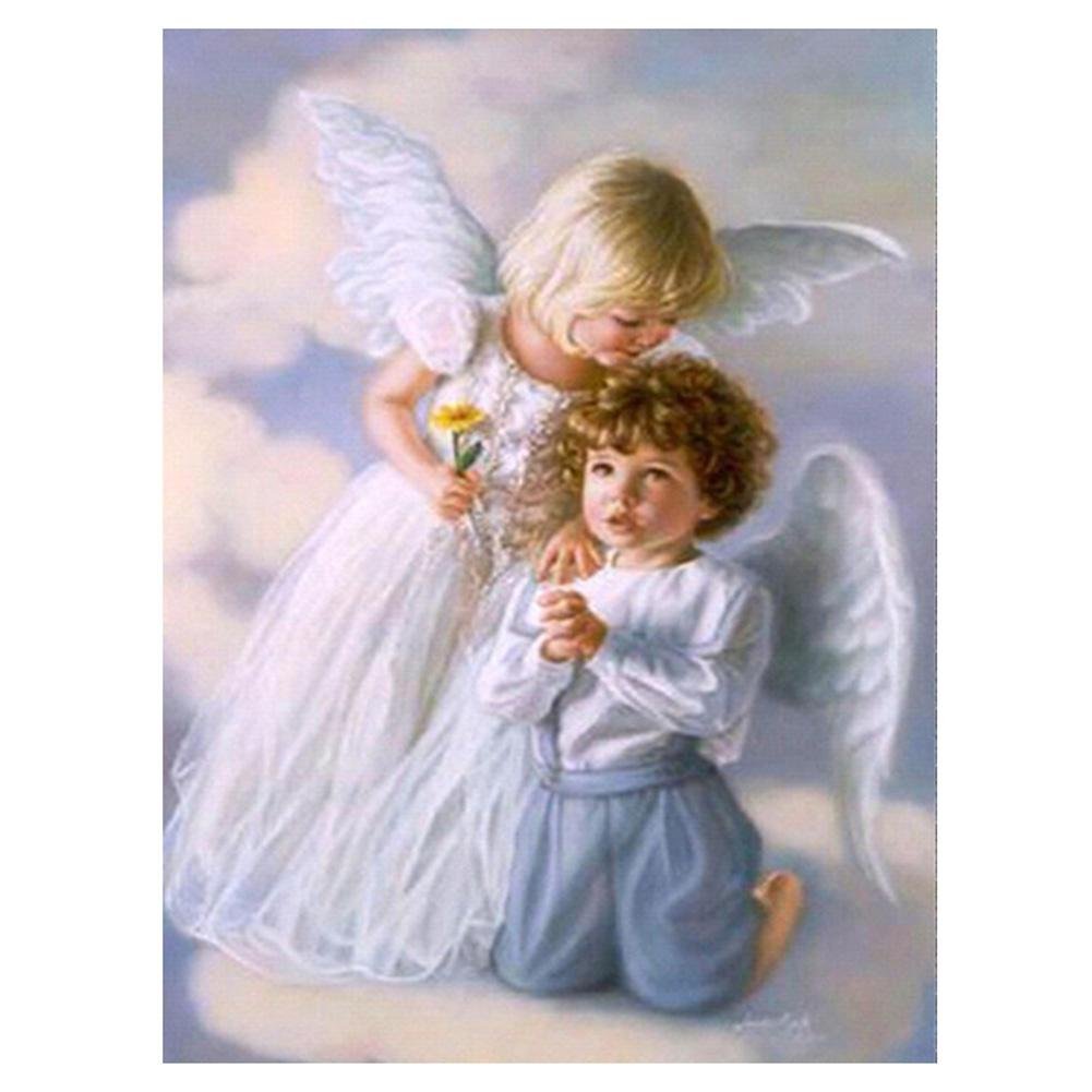 5D Diy Diamond Painting Kit Full Round Beads Cute Angels(35*45cm)