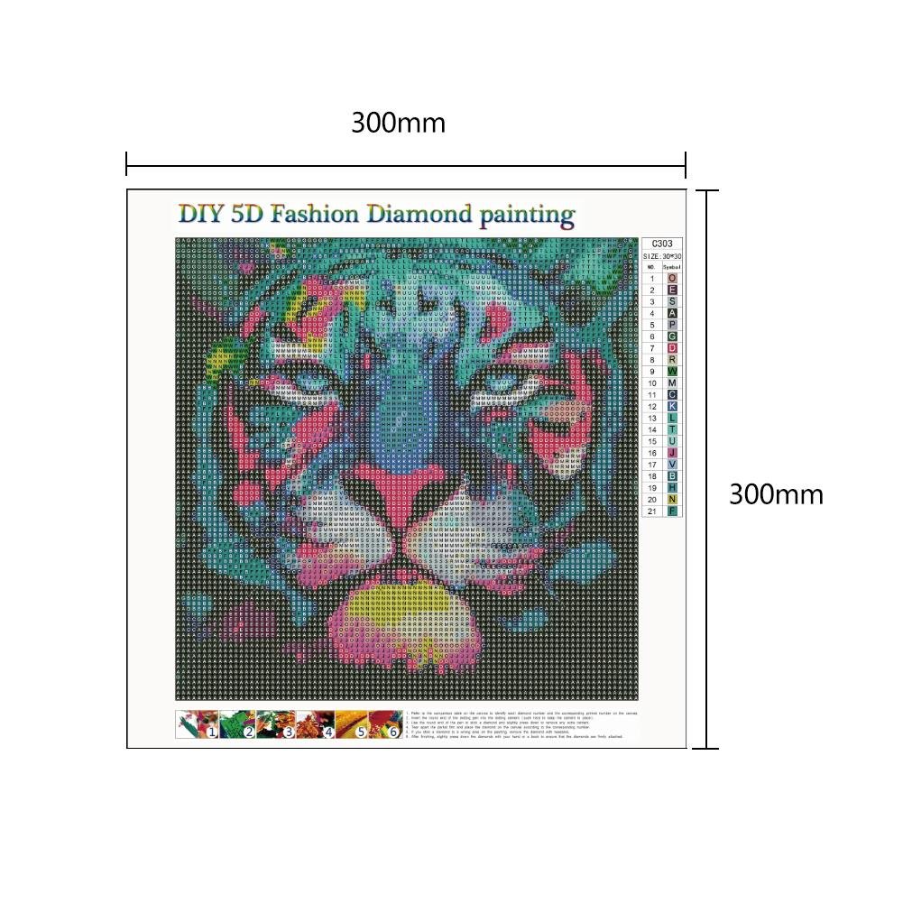 Diamond Painting - Full Round - Colorful Tiger B