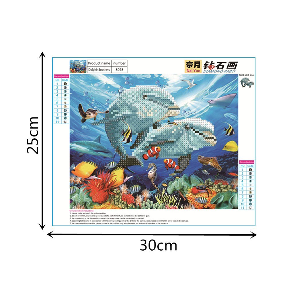 5D DIY Diamond Painting Kit - Partial Round - Brother Dolphin