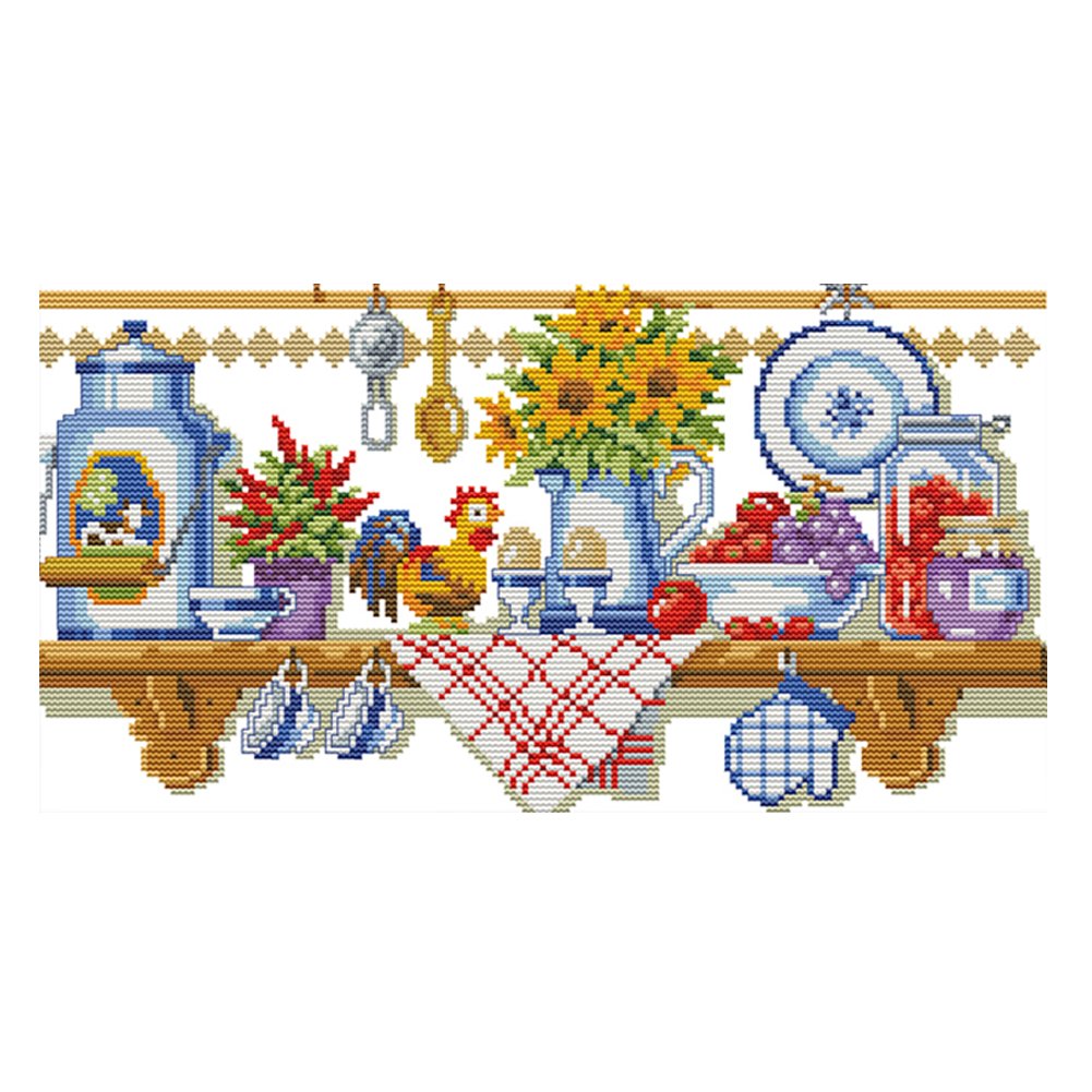14ct Stamped Cross Stitch Kitchen Corner(40*22cm)