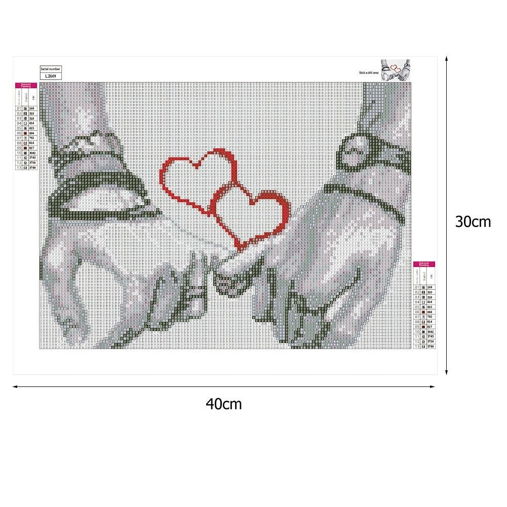 Pintura Diamante - Redondo Completo - Amor Coração Mão