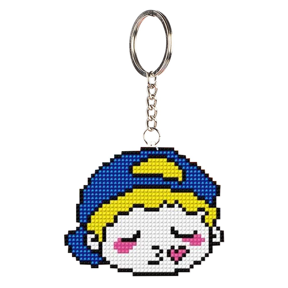 Stamped Beads Cross Stitch Keychain Boy